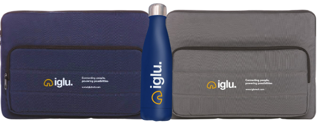 Image showing two laptop bags and iglu branded bottle
